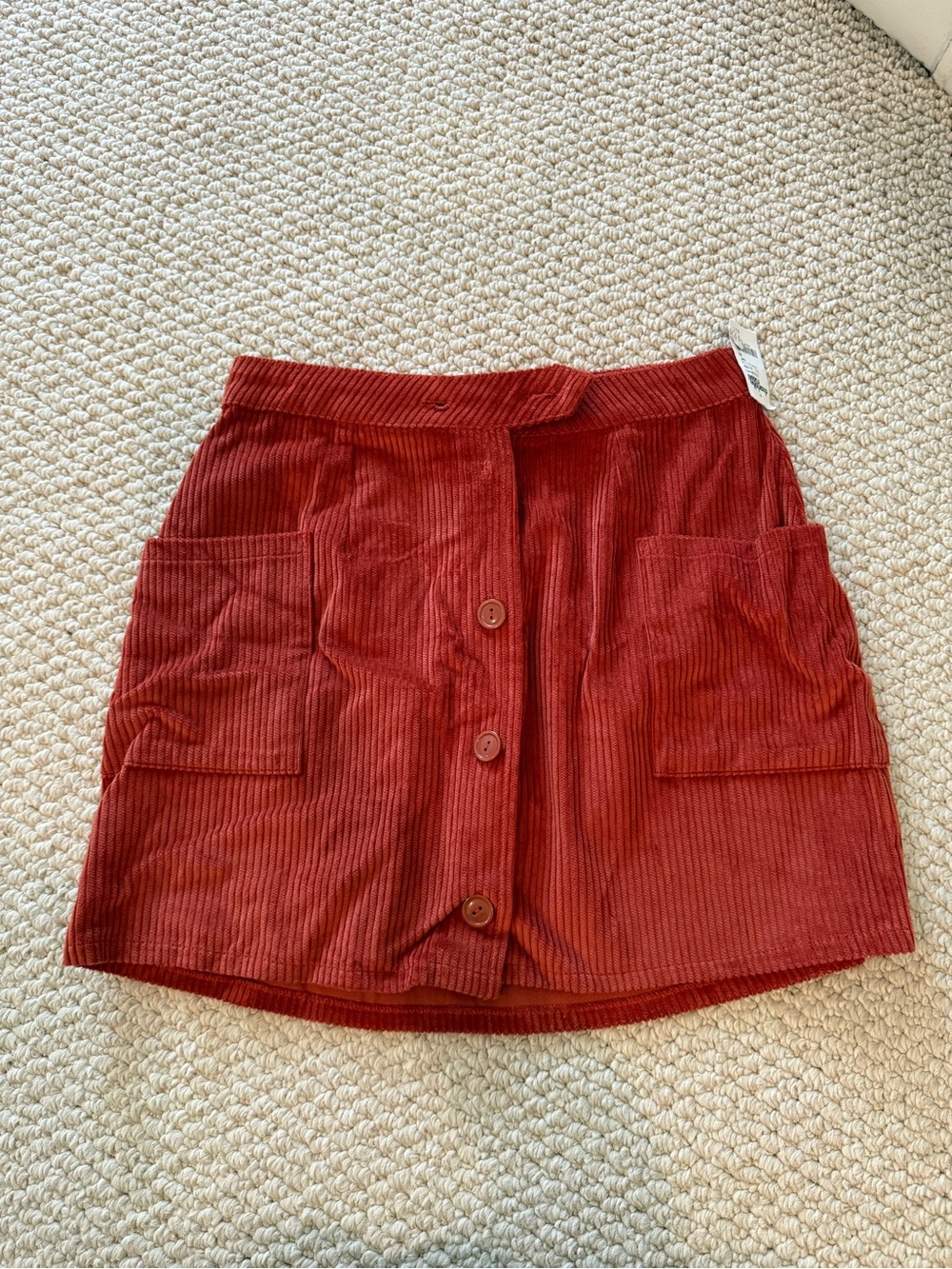 Charlotte Russe Rust Red Corduroy Button-Front Mini Skirt